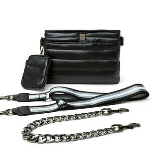 Think Royln Black Quilted Women's Bag with Chain Strap